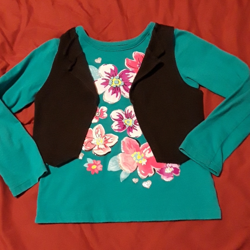 Garanimals teal long sleeve with black vest 4T